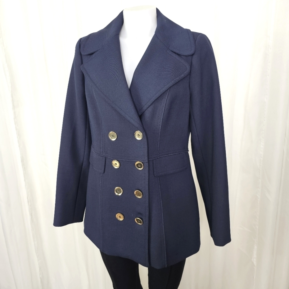 W By Worth Navy Double-Breasted Jacket Size 8